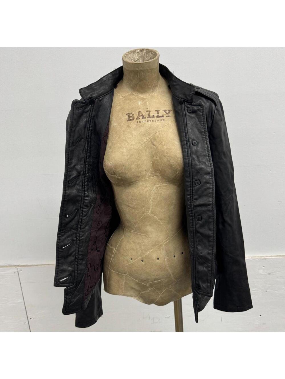 Vintage Black Military Style Epaulette Leather Jacket - Picture 6 of 8